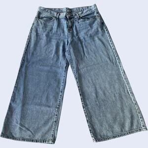 Rewash Size 11 Y2K Wide Leg Jeans Light Blue Acid Wash High Rise